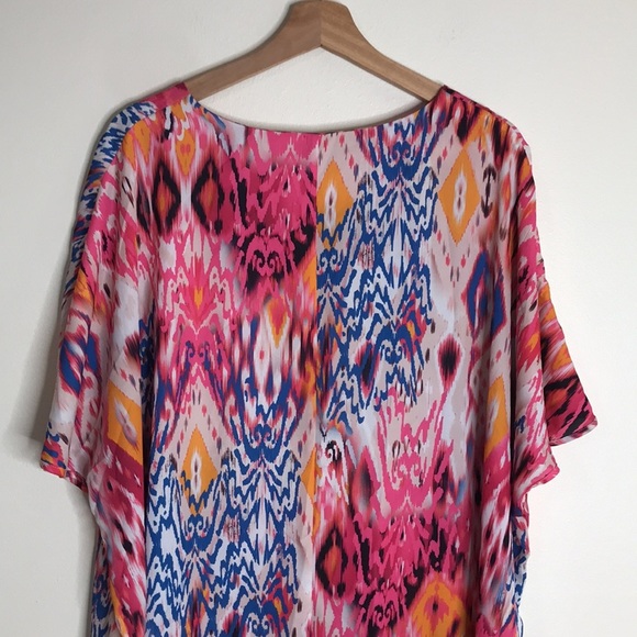 Chicos colorful Ikat-Print Split-Neck Blouse top size 3 - Picture 13 of 16